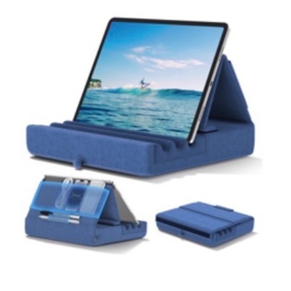 KDD Tablet Pillow Holder Foldable Blue iPad Stand for Lap Bed Desk KDD-F02